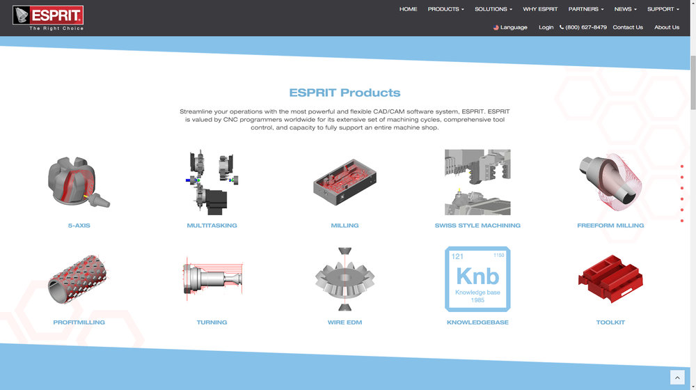 ESPRIT CAD/CAM Software presenta su página web con una  innovadora imagen
